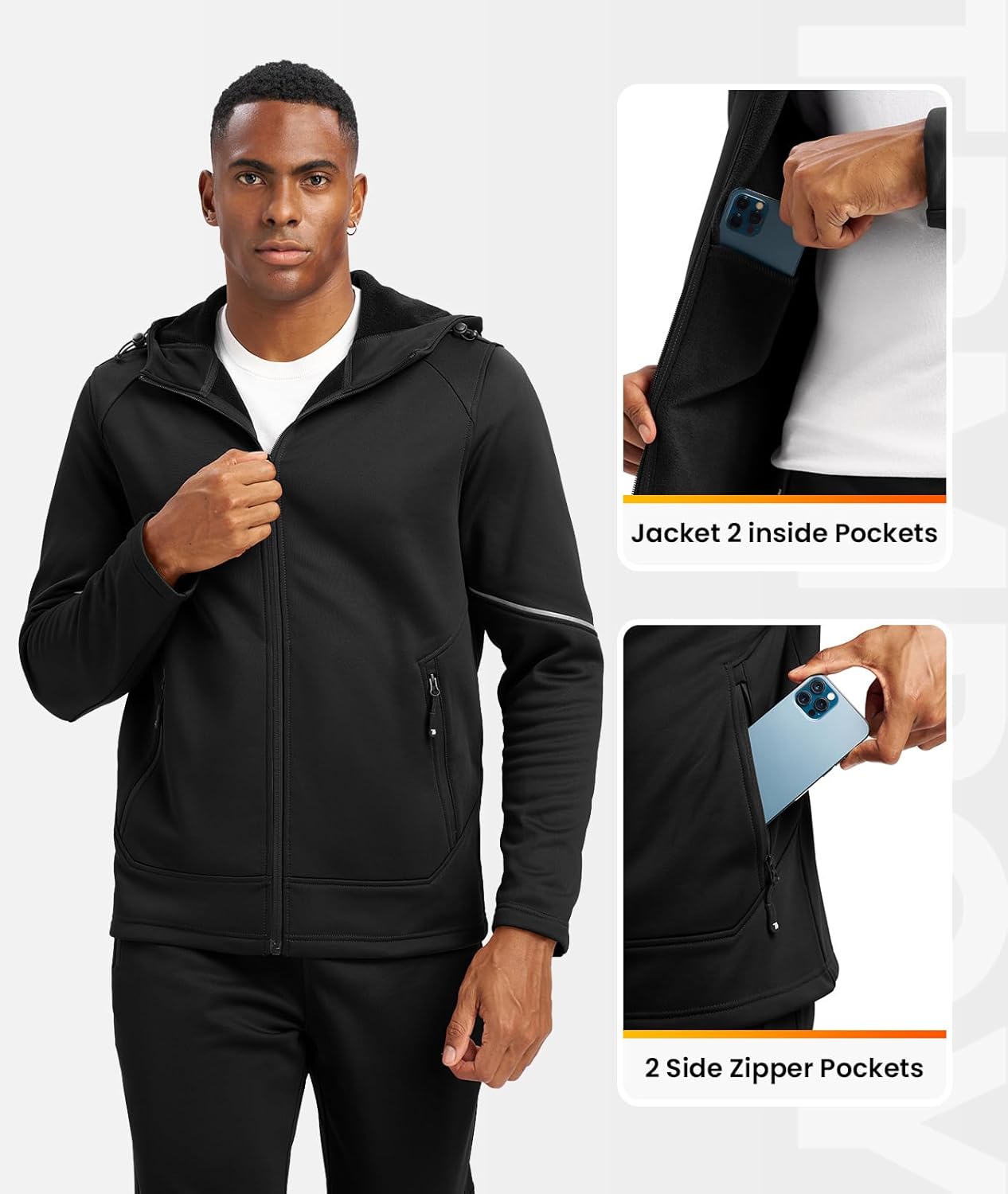 TBMPOY Men's Fleece Lined Tracksuits Hooded Sweatsuits 2 Piece Set Winter Casual Warm Up Track Suits Full Zip Outfits - Image 4