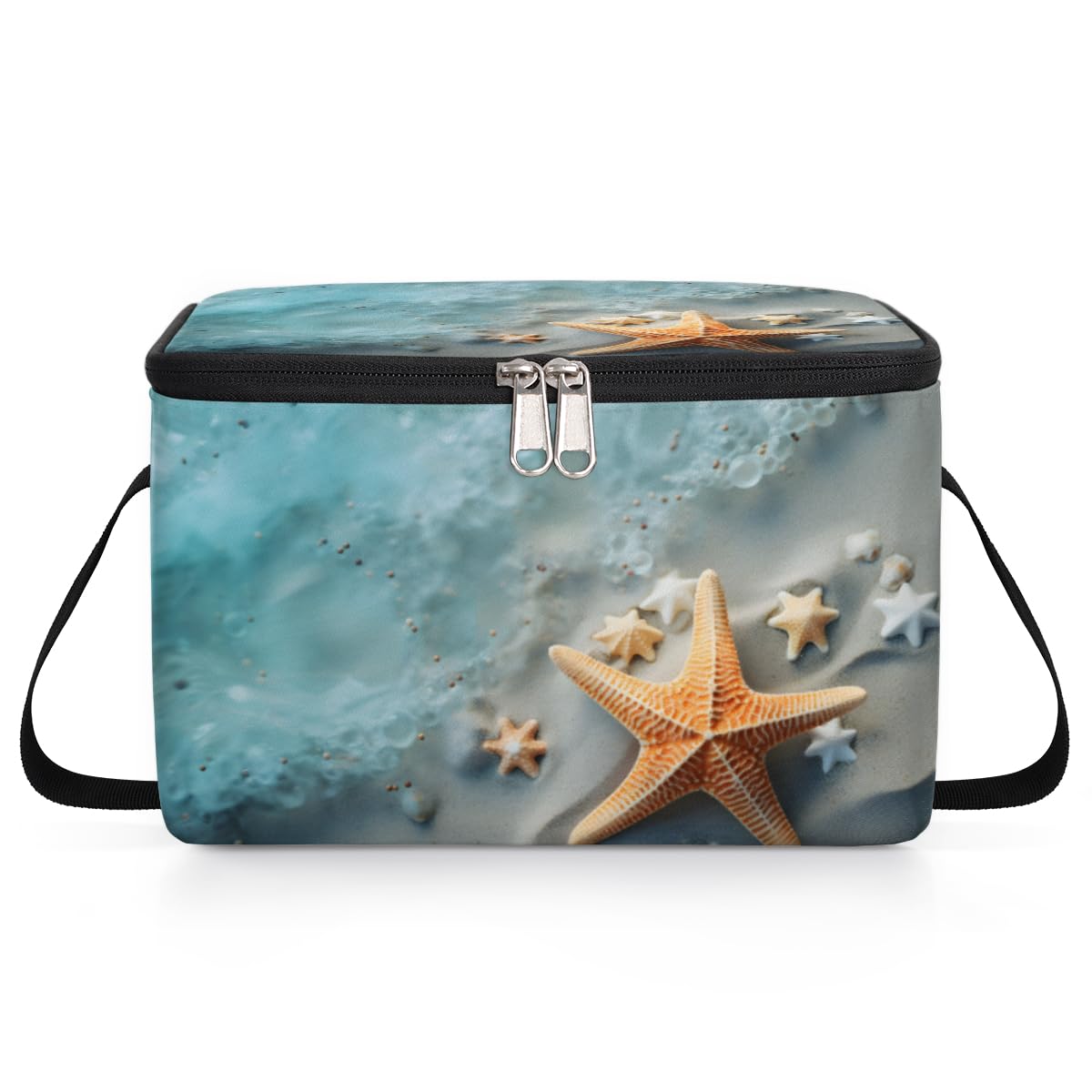 GzLeyigou Starfishes Sea Lunch Bags for Women Men 9 Cans, Hot & Cold Food Delivery Bag Insulated Grocery Bag Insulated Lunch Box Beach Cooler Bag for Office Work Picnic Beach