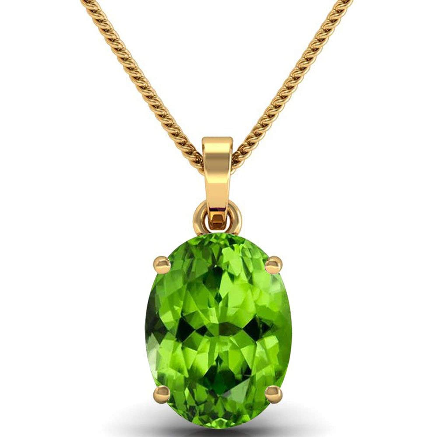 Kartik Gems 15.00 Ratti Deluxe Quality Natural Peridot Stone Gold Plated Pendant/Locket 100% Gemstone By Lab Certified(Top AAA+) Quality