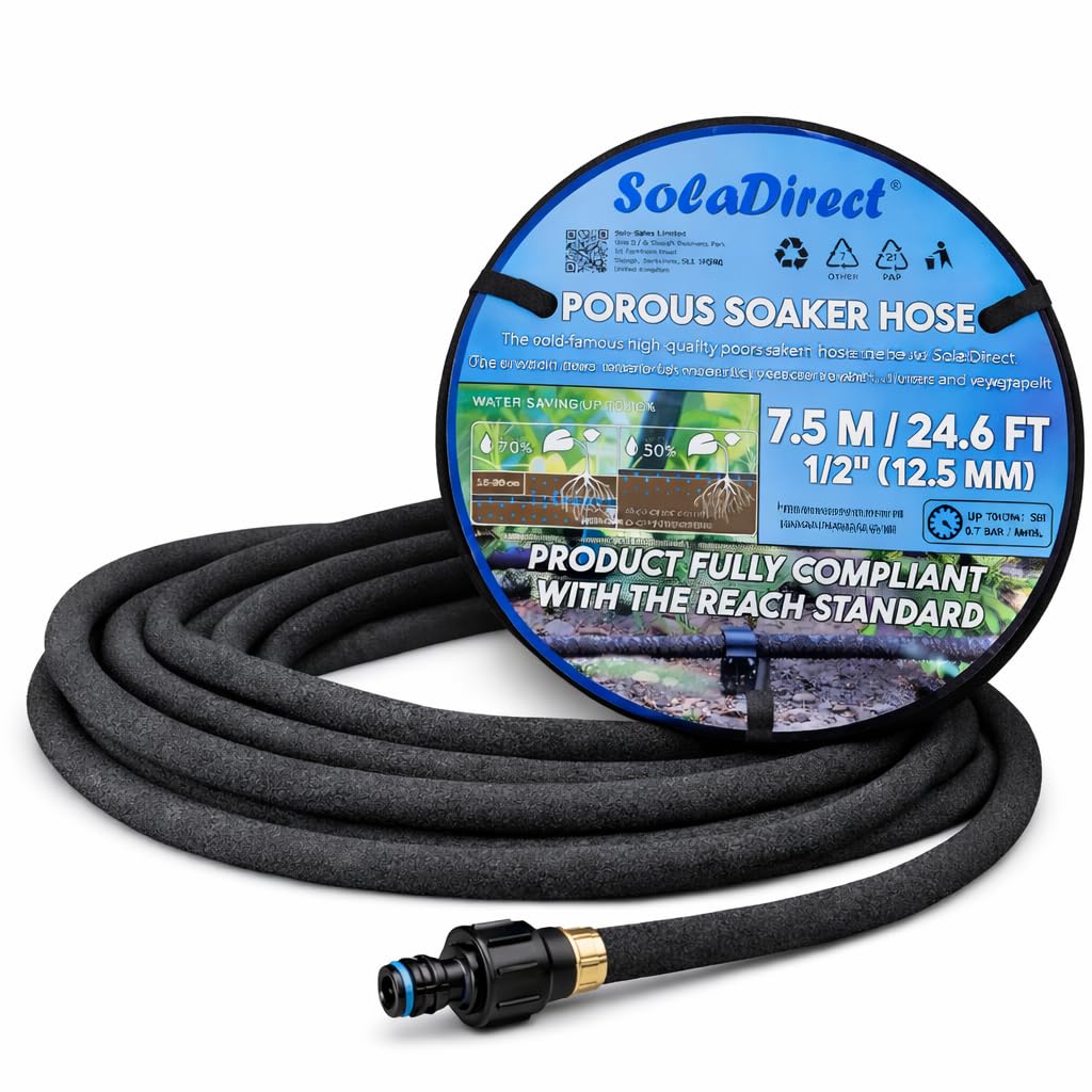 SolaDirect Soaker HosePorous Pipe7.5 M / 24.6 Ft Long With ConnectorsReach CompliantWater Saving Up To 70% from B&Q