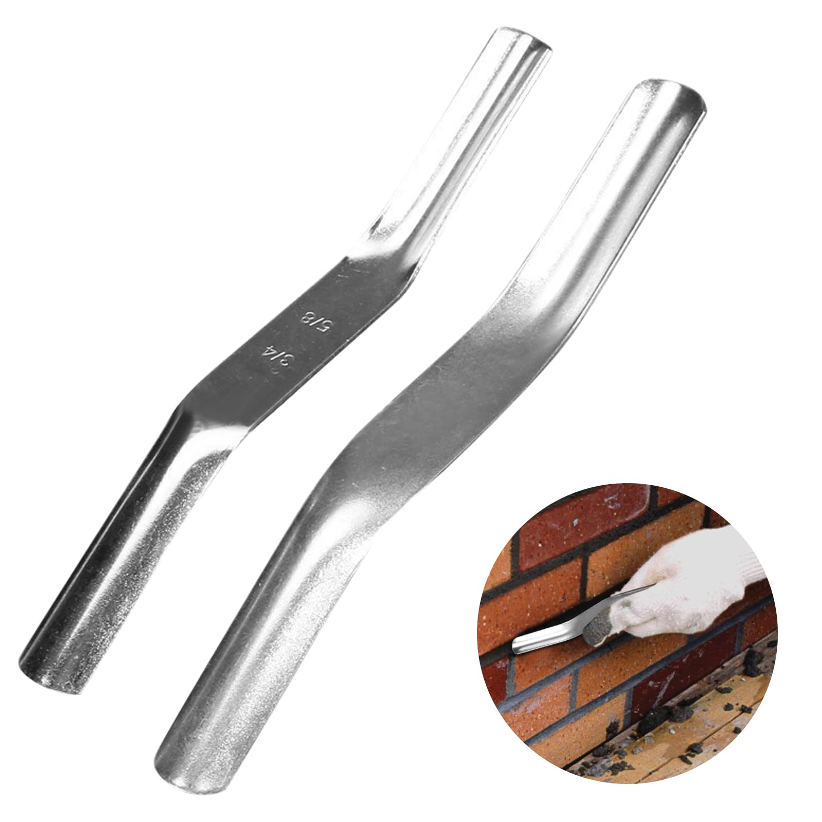 2 Pack Brick Jointer Tool, 1/2 inch x 5/8 inch Double End Mortar Finishing Tool, Bricklaying Profiles, Jointer Bricklaying Pointing Tool for Professional Joints Between Bricks - Image 3