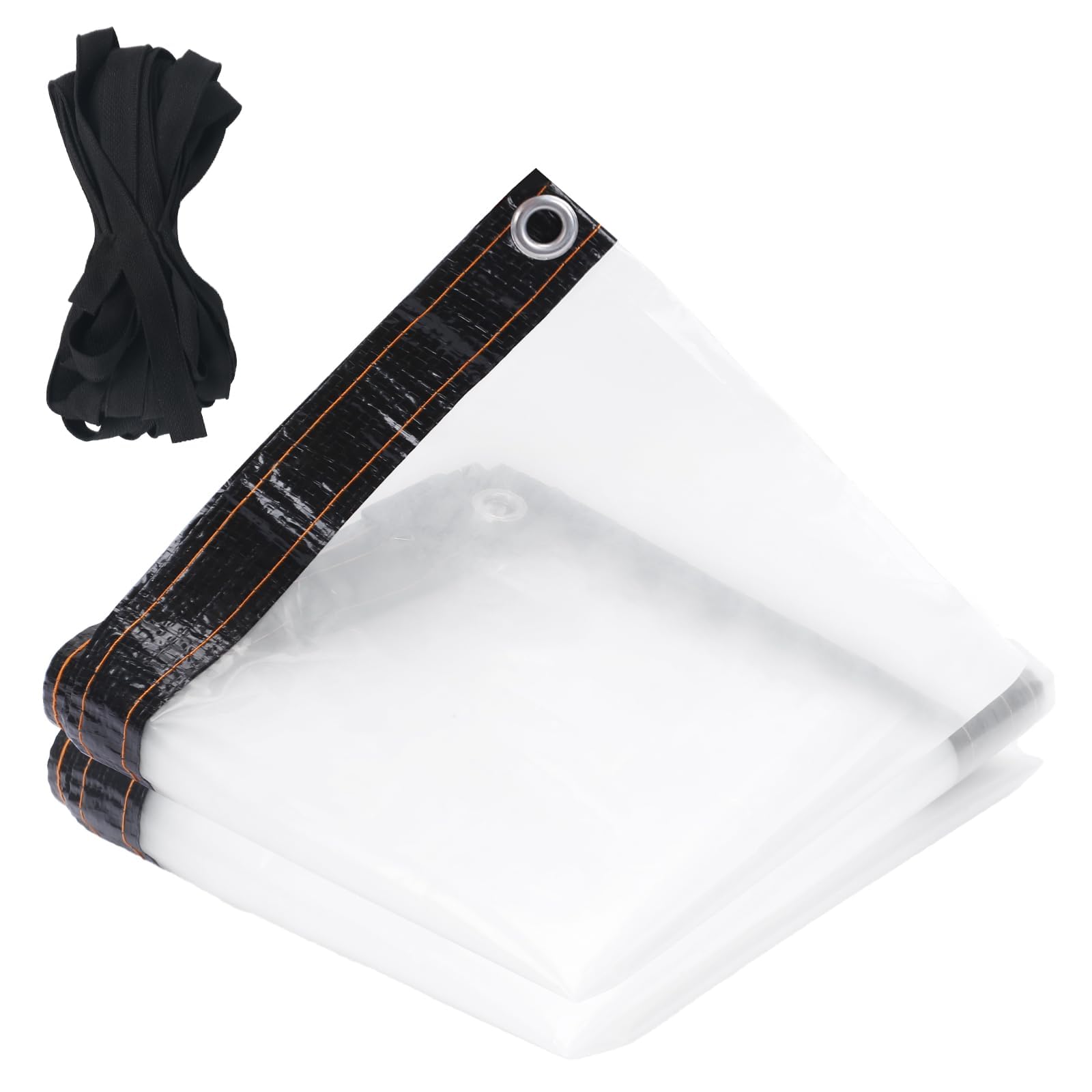 KJLEEN 2M x 2M Clear Tarpaulin Waterproof Heavy Duty Transparent Tarpaulin Sheet Waterproof Tarp Clear Tarp with Eyelets and Rope for Home Garden Outdoor Camping Greenhouse Chicken Rabbit Hutch