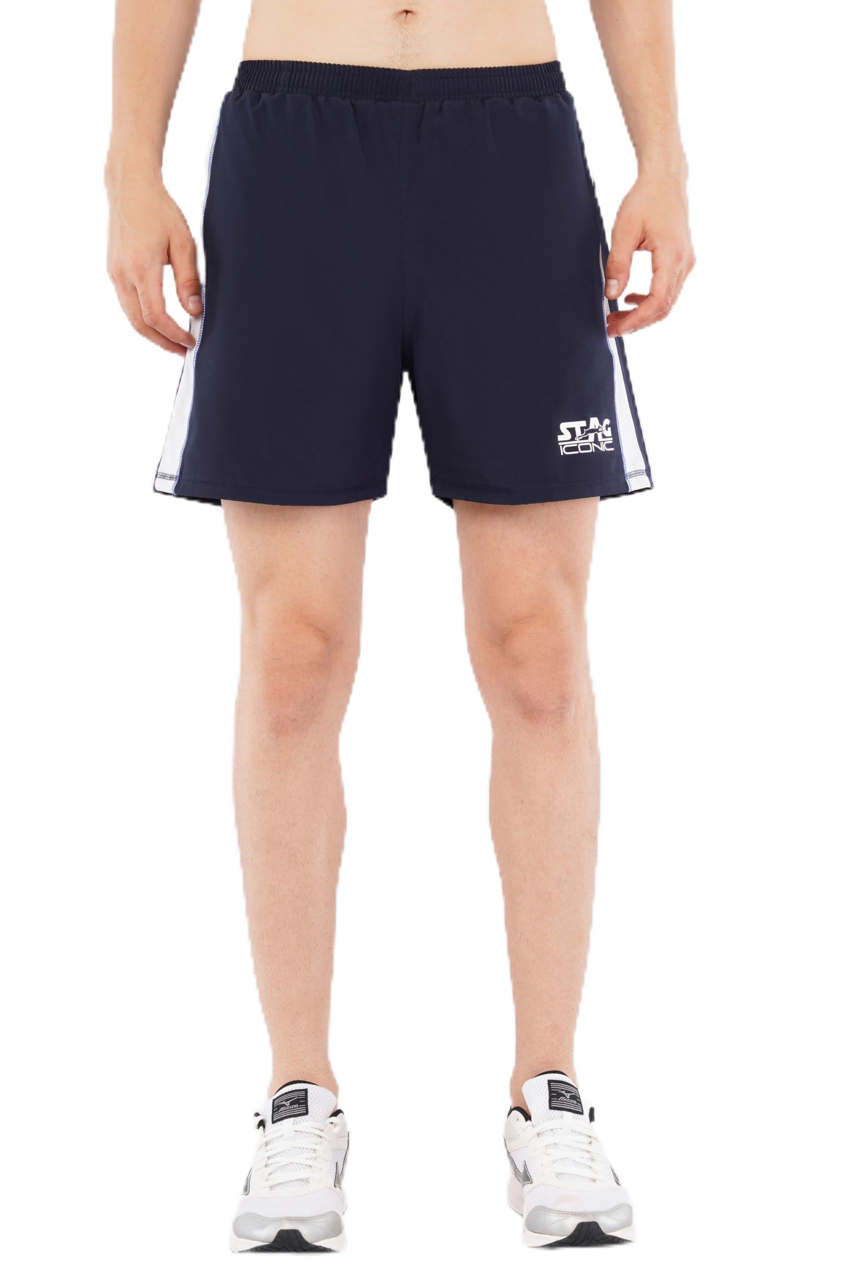 STAG ICONIC Men’s Performance Sports Shorts with Elasticated Waistband & Drawstring – Navy Blue-picture-20