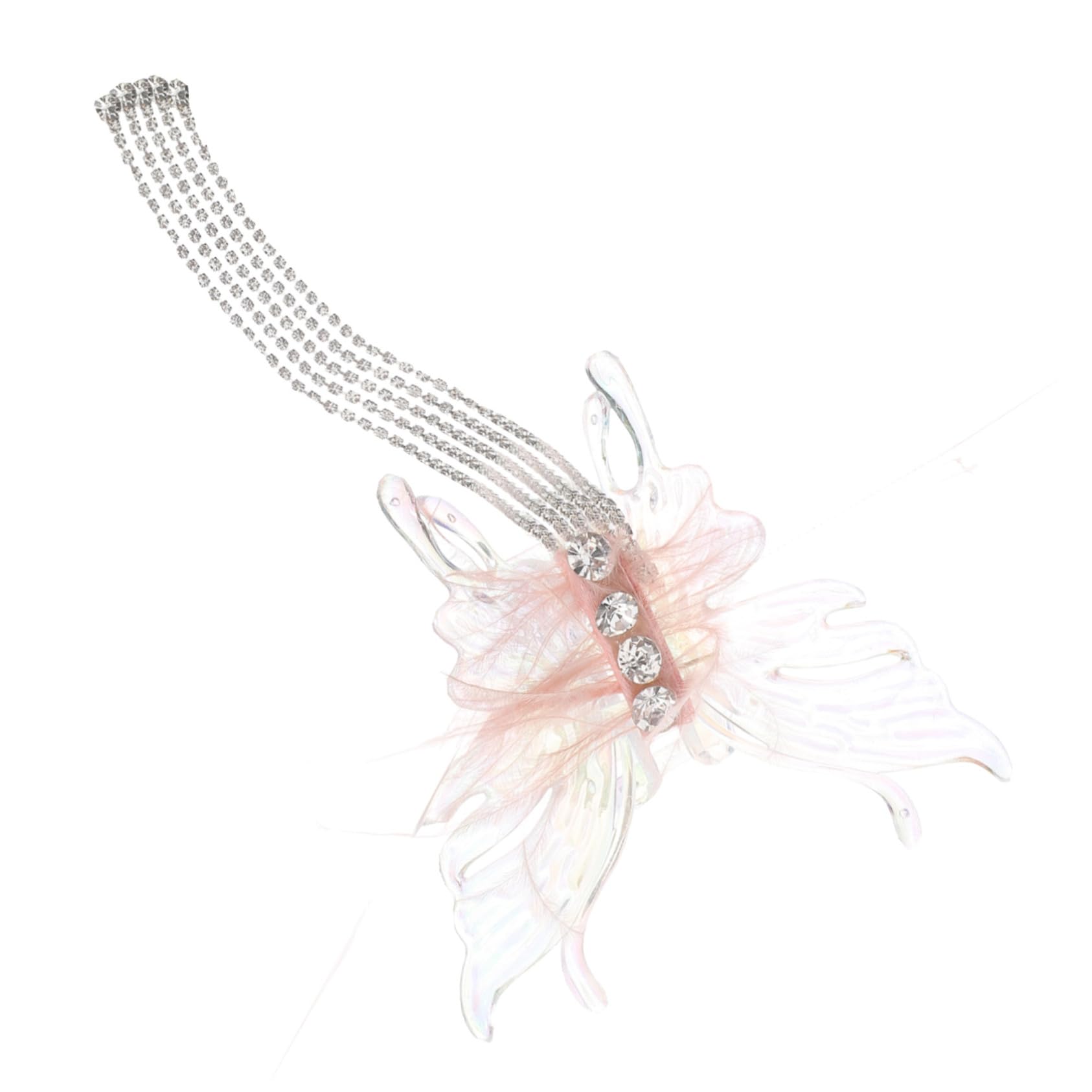 5 horquillas con plumas de, pinzas para el pelo, horquillas para el pelo con borlas de diamantes de imitación, accesorios para el cabello franceses para la boda de