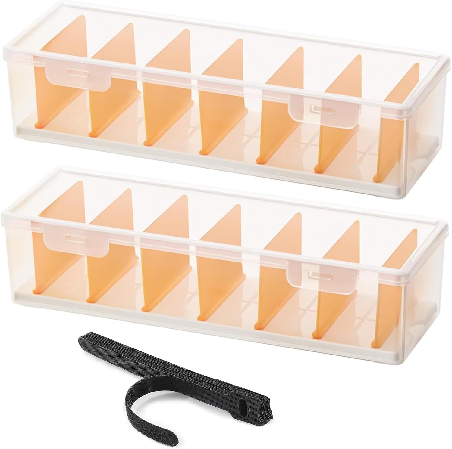 3 Pack Clear Cable Organizer Box with Lid, Plastic Charger Cable Cord Storage Organizer, Stackable Office Desk Organizers, Multifunctional Accessories Storage Box Fit in Home Drawer