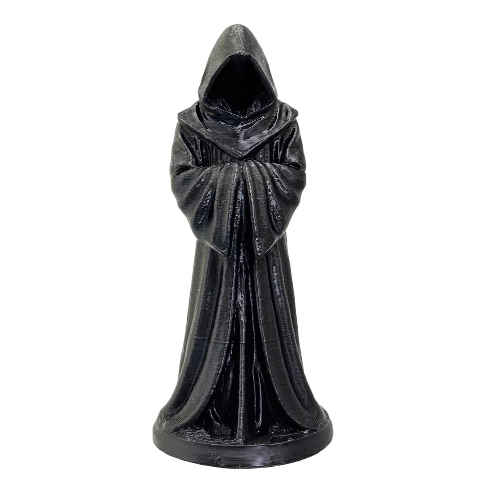 Pasisuu Gothic Monk Statue – 3D Printed Matte Black Figurine, Mysterious Faceless Robe Decor for Home Office Dark Study Black