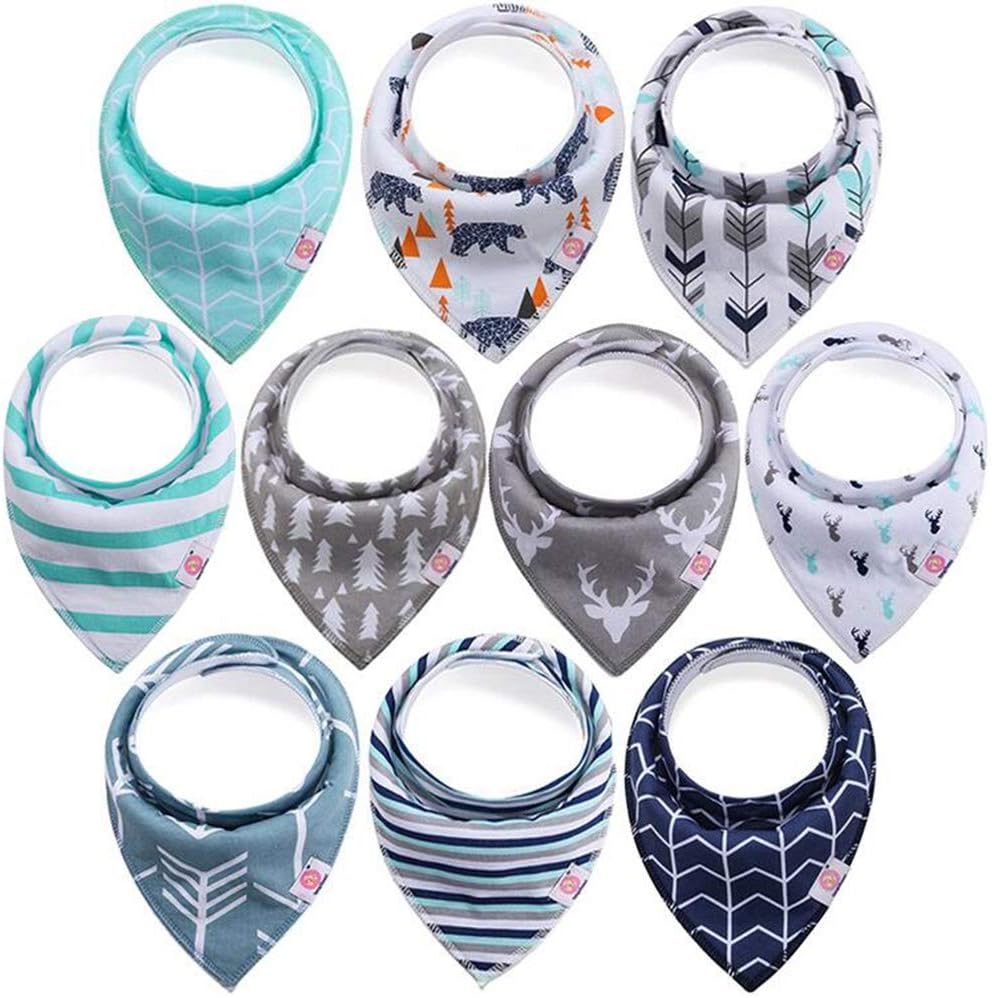 10-Pack Baby Bandana Bibs for Drooling and Teething, 100% Organic Cotton Bibs