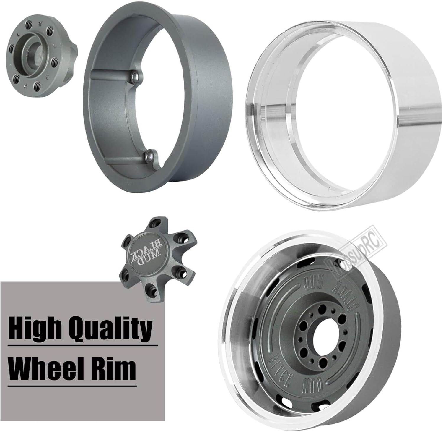 RC 2.2in Wheels&Wheel Rim Tires Beadlock Wheel for 1/10 SCX10 AMG 6x6 TRX4 Red cat Gen8 Red cat Everest gen 7 Pro.Aluminium Wheel Hub Rim Wheel Rim.Titanium (4PCS)