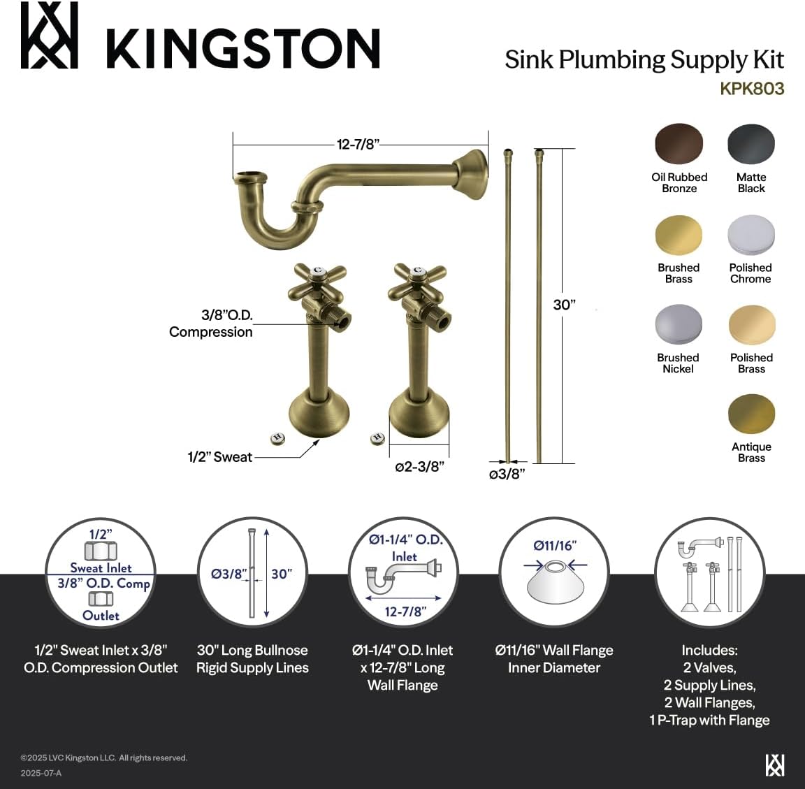 Kingston Brass KPK801 Trimscape Traditional Plumbing Supply Kit Combo, Polished Chrome