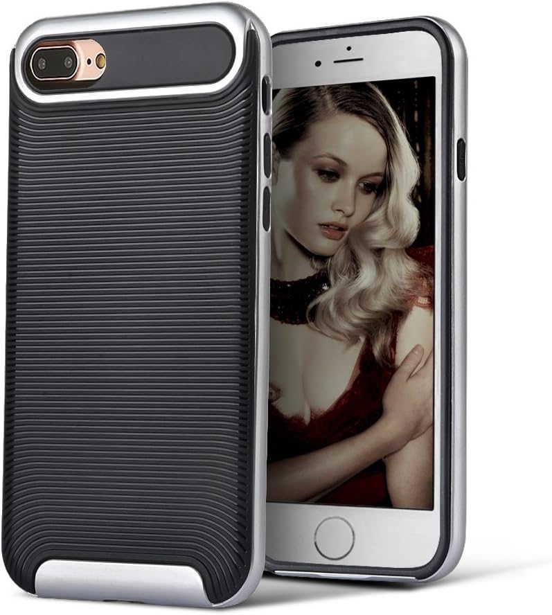 iPhone 7 Plus Case, HeeBin Modern Slim Ripple Design better Shock - Absorption & Scratch - for Apple iPhone 7 Plus - Silver