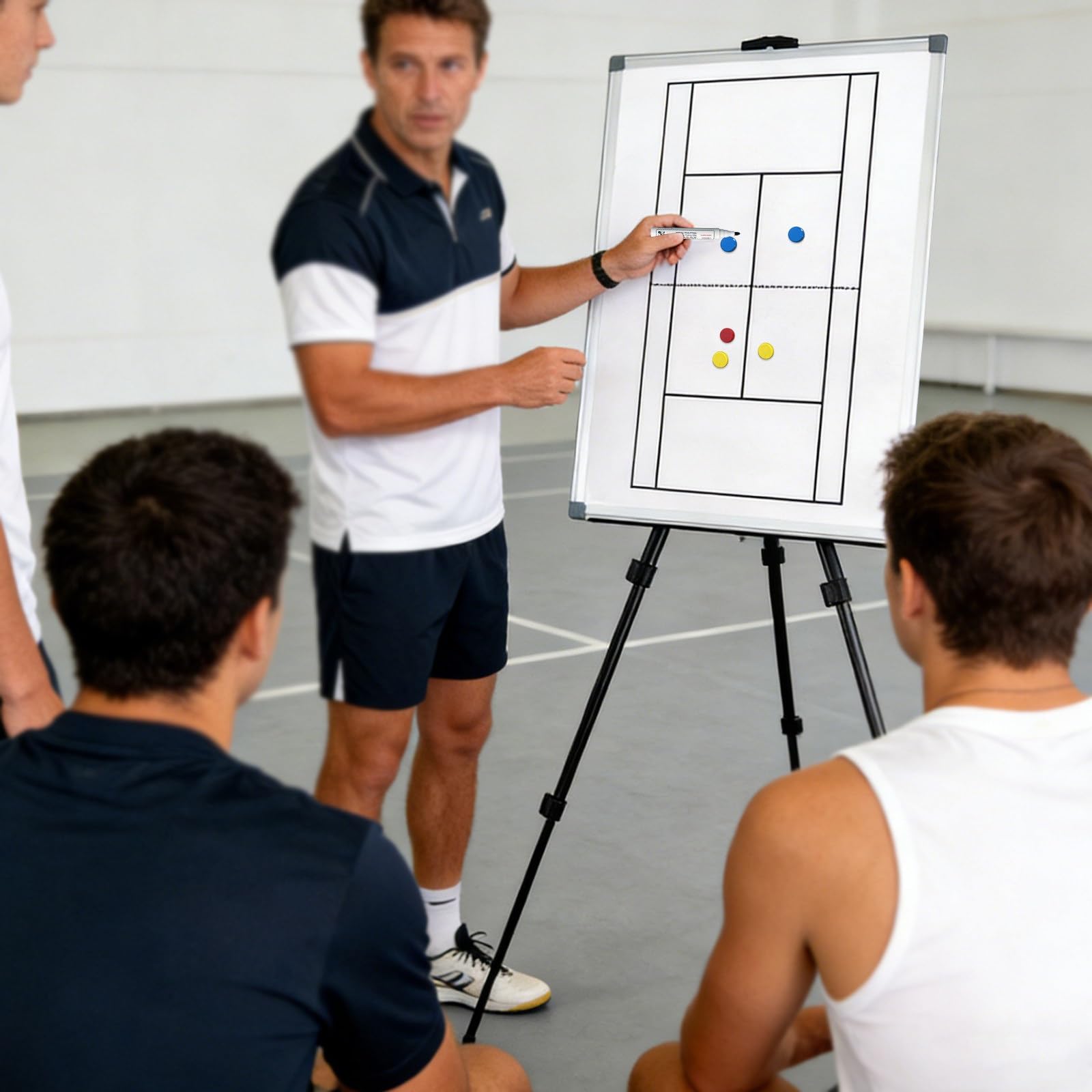Lavagna per Allenamento di Tennis, Lavagna Tattica Pallavolo Tennis, con Treppiede e Zaino, Facile da Installare e Trasportare, per una Guida Strategica