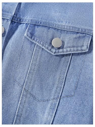 MakeMeChic Girl's Butterfly Denim Jacket Button Up Collared Long Sleeve Cute Jean Coat3