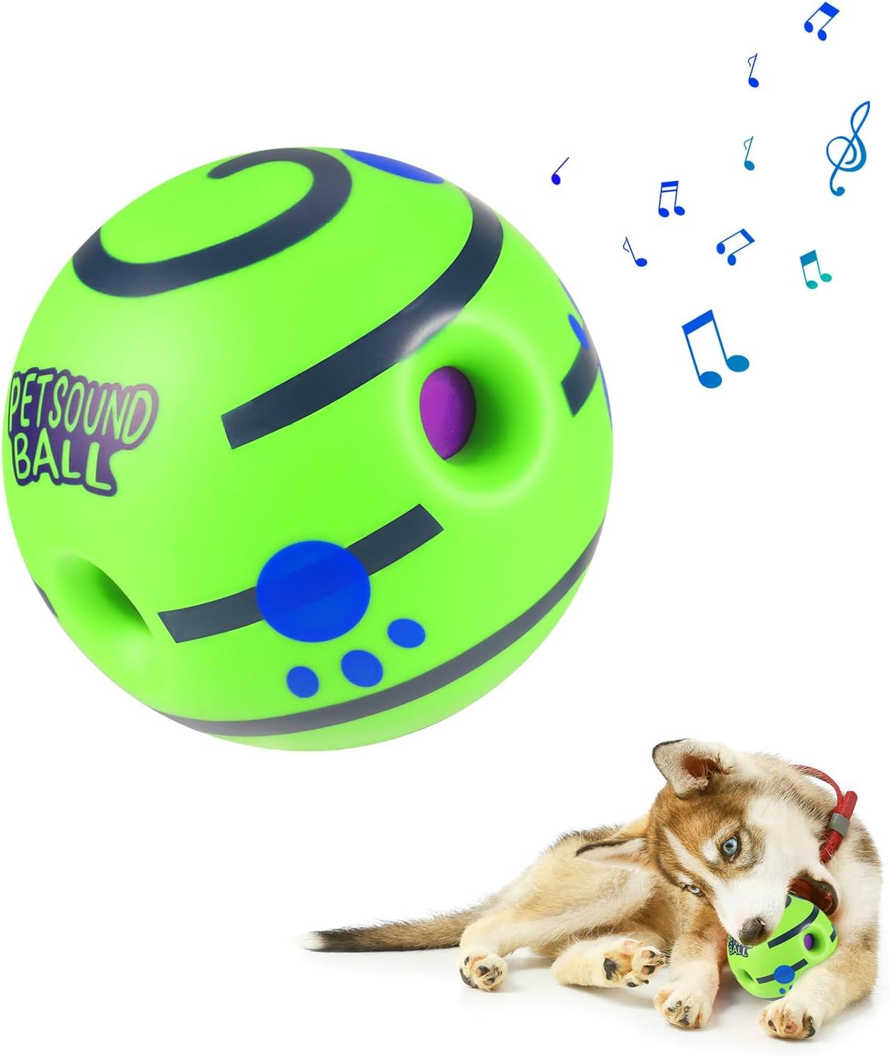 Tails Balle sonore interactive pour chiens et chiots | sons couineurs amusants | Matériaux sans danger pour les animaux de compagnie | Convient à toutes les races de chiens | Taille – Grands
