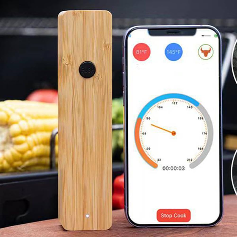 Termometro per Carne Wireless per BBQ e Cottura al Forno, Impermeabile, Termometro Alimentare Bluetooth, Termometro per Alimenti, Termometro per Carne