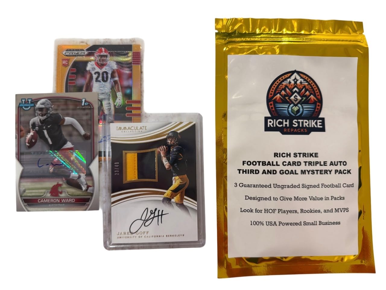 Amazon.com: Rich Strike Football Card Triple Auto Third and
