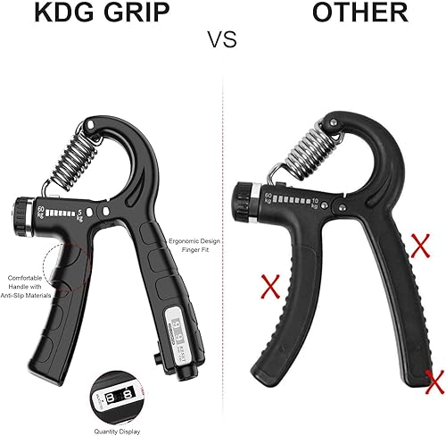 Miniatura 6 de Fortalecedor de agarre de mano, entrenamiento de agarre de mano de conteo, fuerza de resistencia ajustable, agarre de mano de 11 a 132 libras,