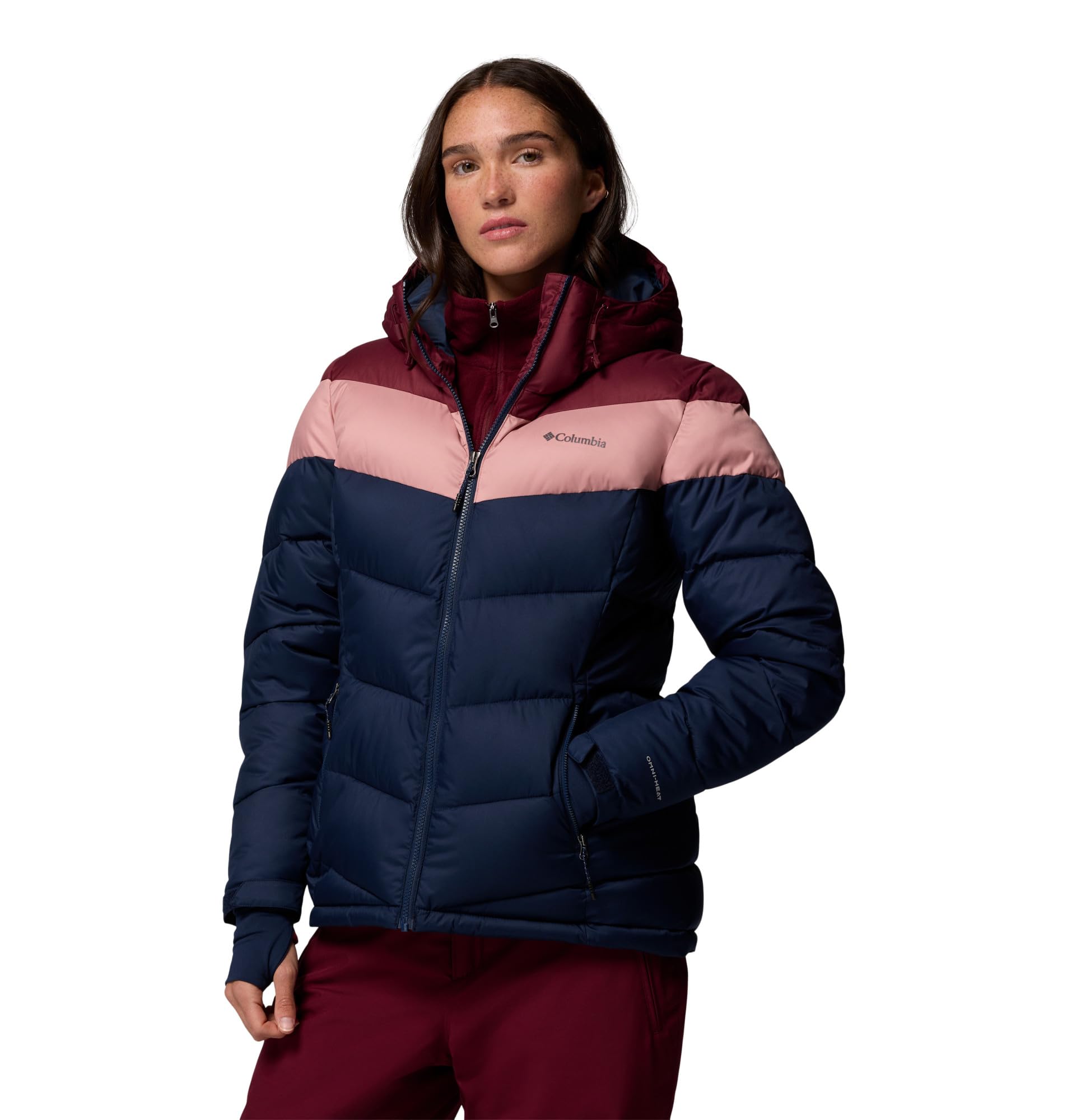 Columbia Women's Abbott Peak 2 Insulated Jacket, Ski Jacket, Collegiate Navy/Rich Wine/Eraser Pink, S