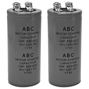 2-Pack CD60 Motor Starting Capacitor 500uF 500MFD 125VAC - for HVAC Compressors, Air Conditioners, Refrigerators & Electric Motors