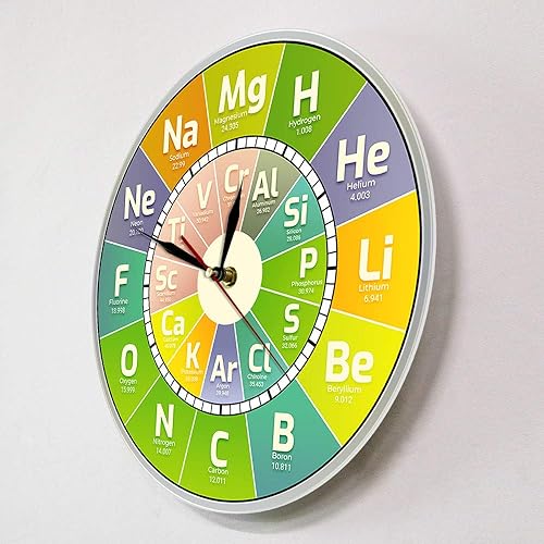 Miniatura 9 de The Geeky Days Reloj de tiempo Chem Tabla periódica Elementos de ciencia Reloj de pared de cuarzo silencioso Símbolos químicos Arte de pared