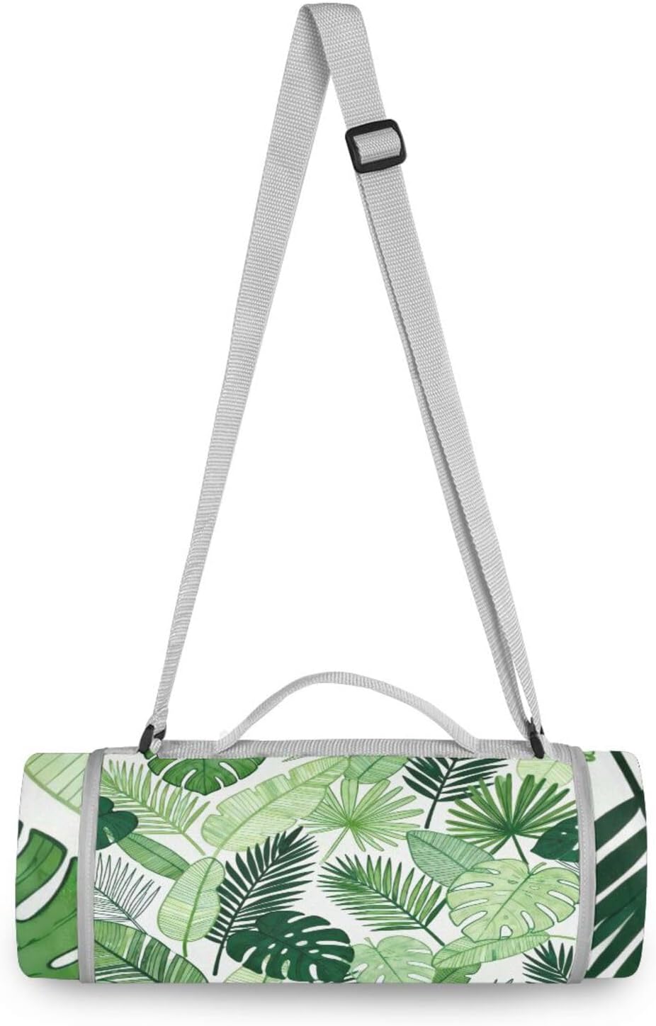 Round Picnic Set - Fits 2 Adults, Summer Accessories Soft Large Outdoor Blanket for Spring Summer Camping 58 in (Tropical Tree Leaf Green)