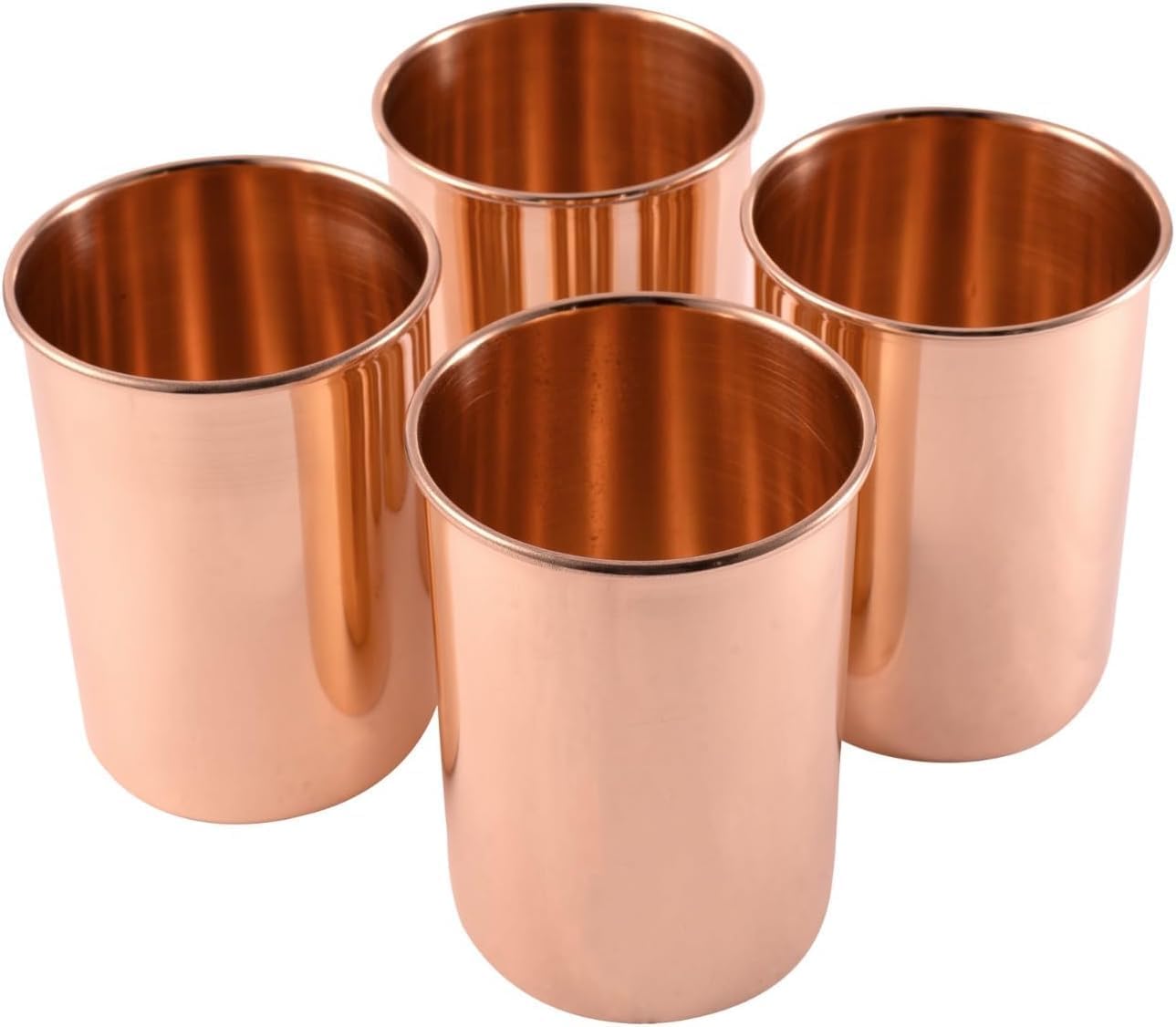 Aakrati Hand Crafted Premium Quality Unlined 99% Pure Copper Cups Glasses Moscow Mule Tumbler Minimalist Design (pack of 4 100% Pure Copper Cups) (Plain)
