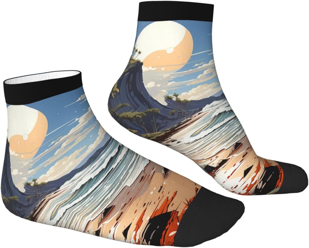 Socks for Women Men Breathable Warm Boot Socks Beach Landscape Calf Sock for Hiking Work