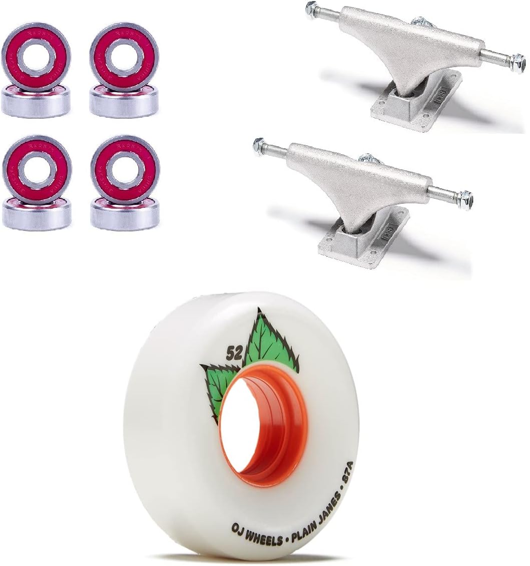 [CCS] OJ Plain Jane Keyframe 87a Skateboard Wheels - 52mm with Bones Reds Bearings 139mm Raw Skateboard Trucks