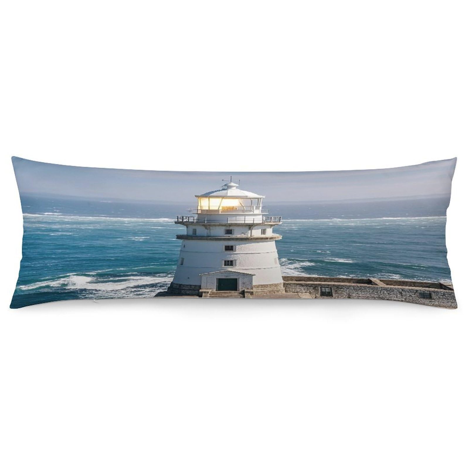 Lighthouse Sandbeach Body Pillowcase Soft Breathable Full Long Pillow Cover 20x54 Inches Polyester Pillow Case with Hidden Zipper Closure for Bedroom Home Decorations