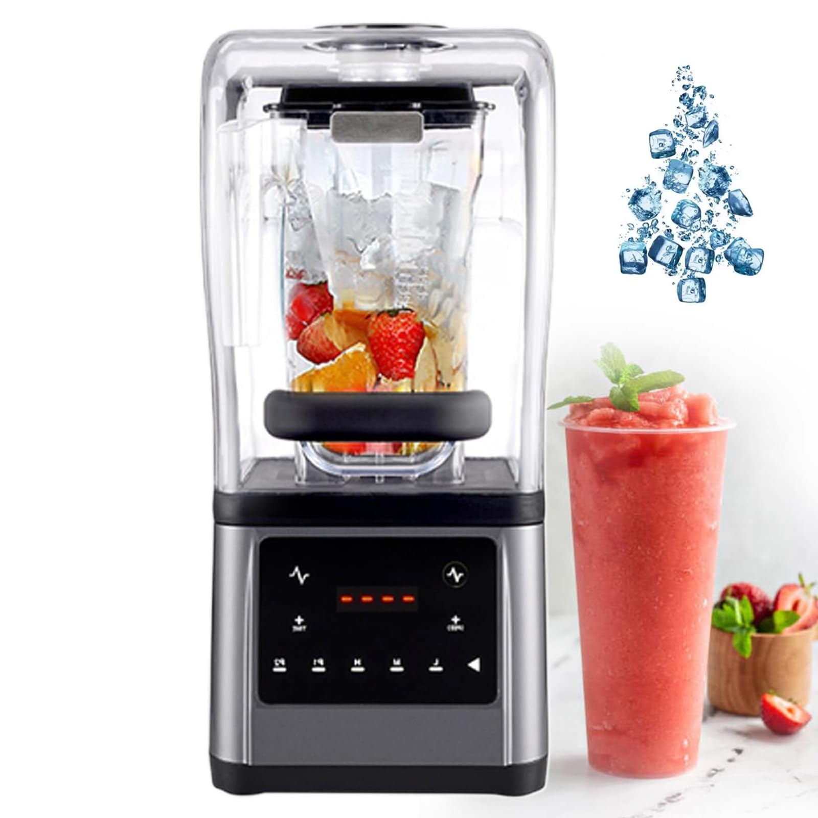 Frullatore Ad Alta Velocità da 2200 W 1,6 L, Miscelatore da Cucina Resistente con Lame In Acciaio Inossidabile e Design Insonorizzato a Riduzione del Rumore for Frullati, Noci, Frutta, Verdura