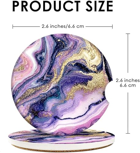 Miniatura 6 de Britimes Posavasos absorbentes para automóvil, paquete de 2 unidades, para portavasos de cerámica, piedra de cerámica de 2.56 pulgadas y base