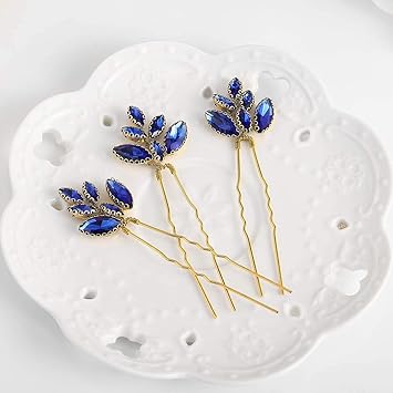 Asooll Bride Wedding Hair Pin Flower Bridal Head Clip Rhinestone Crystal Headpiece for Women and Girls(Set of 3)