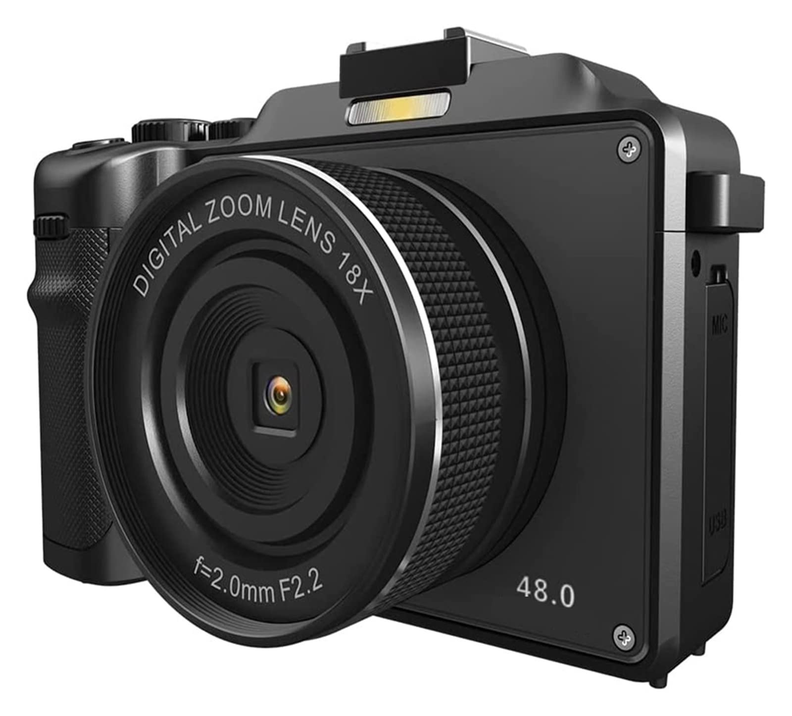Caméra vidéo Caméscope Caméras Photo numériques grand Angle 48MP bricolage cadre avant arrière double objectif Selfie caméscope for la photographie 18X 4K caméra vidéo(With 128G TF Card,With Wide)