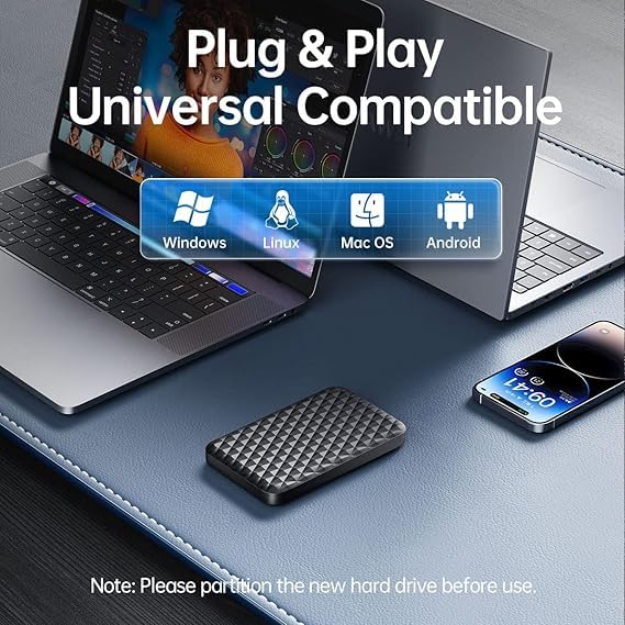 Image of Portable External HDD - 500 GB - 1 Year Warranty - USB 3.0 for PC Laptop Windows Mac Portable Hard Disk Drive - High Speed Hard Disk Drive