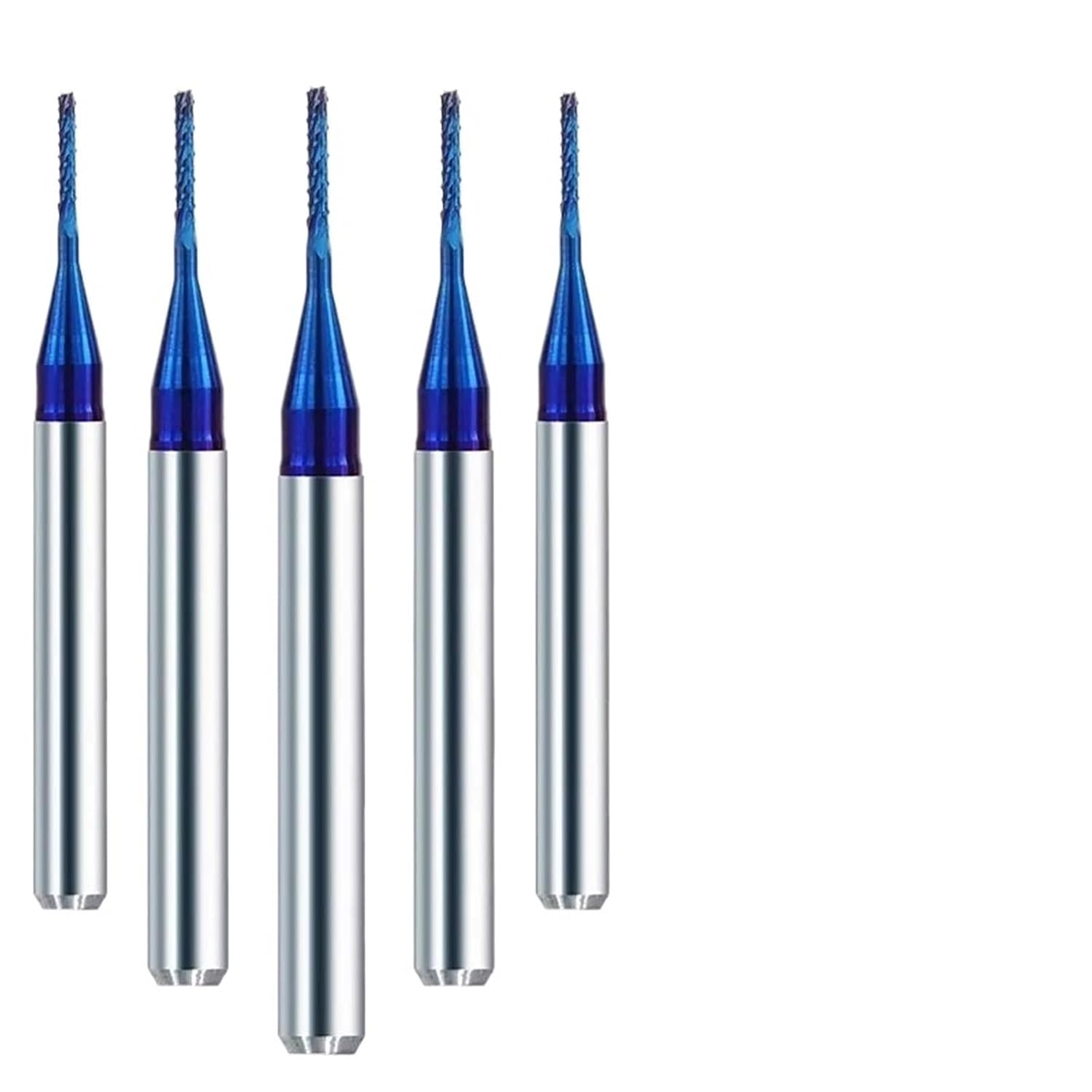 PCB Milling Cutter 0.5/0.6/0.8/1.2/1.4/1.7/1.8/2.2/2.4mm Blue Coated 1/8 Shank Corn End Mill CNC 10Pcs(10pcs 2.2mm)