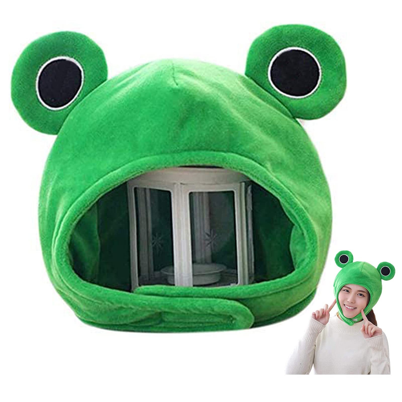 VALICLUD Costume Hat for Adults Funny Frog Shaped Hat Novelty Hat Plush Frog Headgear