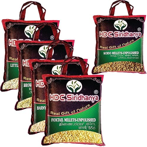 Amazon.com : Siridhanya Unpolished and Organic 5 Positive Millets (Kodo ...