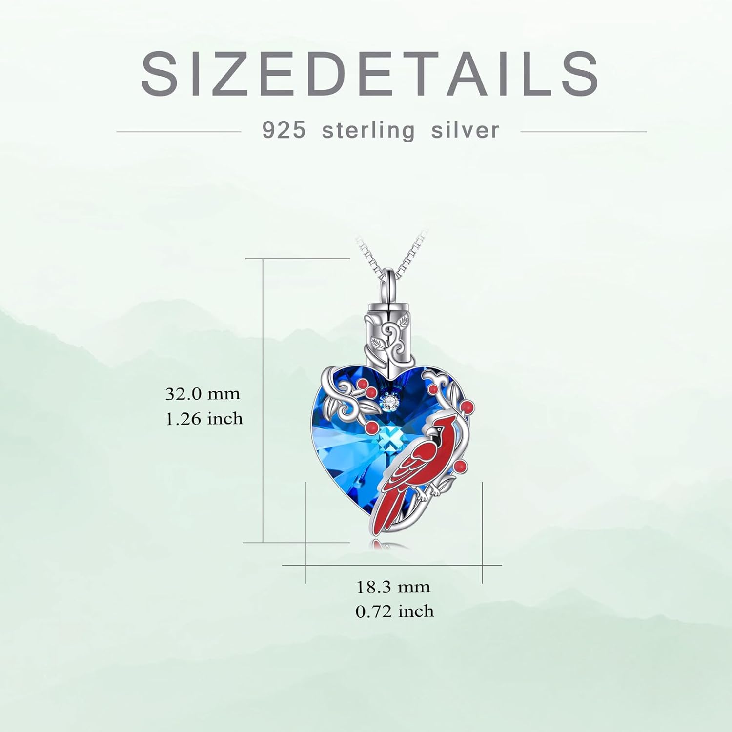 TOUPOP Sterling Silver Urn Necklace for Ashes with Crystal Memorial Keepsake Hummingbird/Dragonfly/Butterfly/Cardinal Cremeation Jewelry Birthday Christmas Gifts for Her Women - Image 5