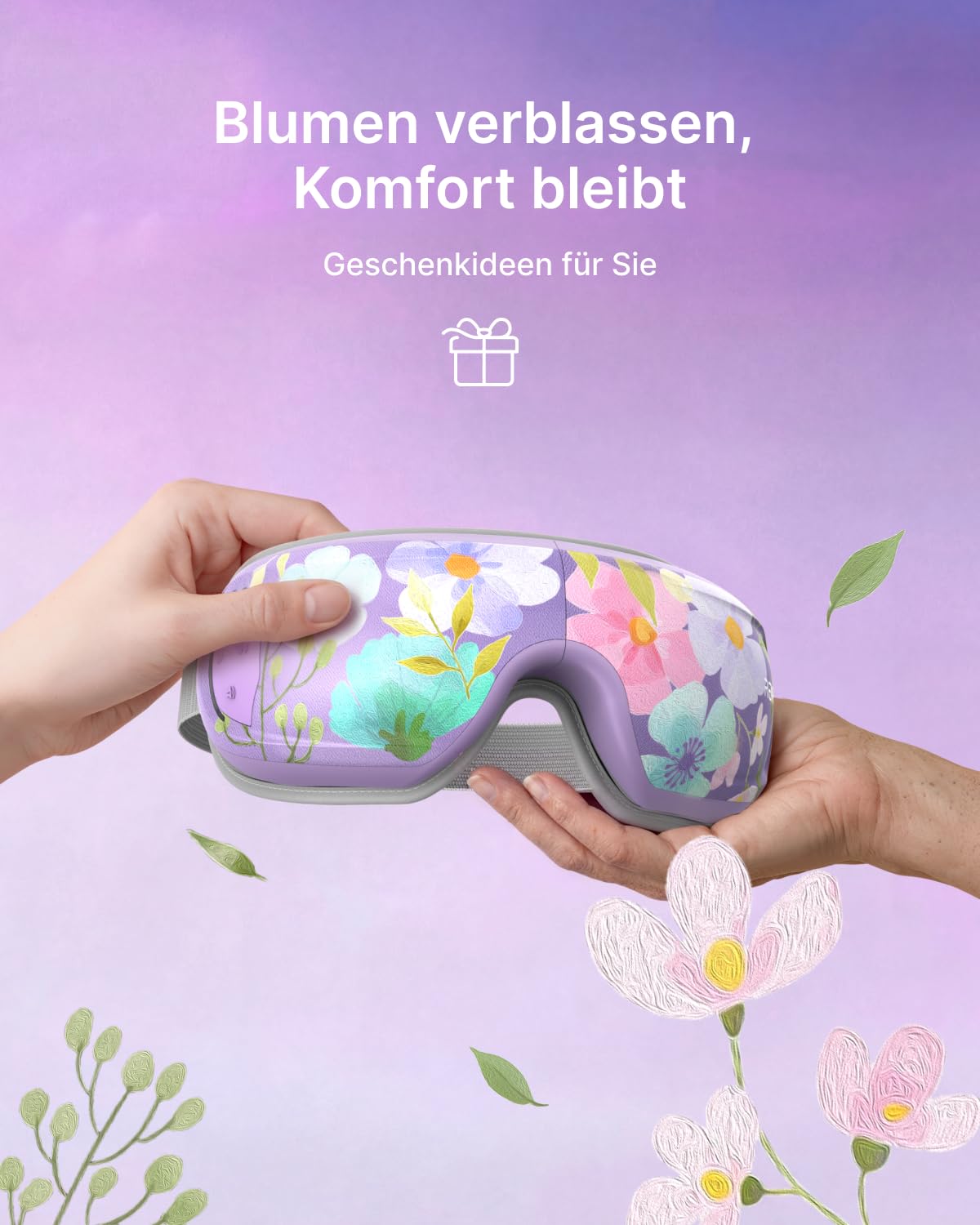 RENPHO Augenmassagegerät mit Wärme & Kühlfunktion und Sprachsteuerung, Geschenk Muttertag für Frauen, Augenmassage Maske gegen Migräne, trockene Augen und Stress – Eyeris 3