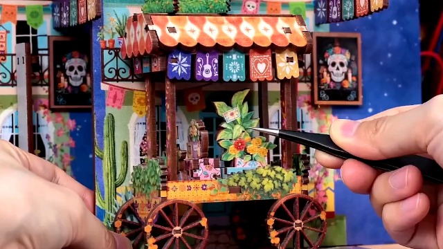 Fsolis Book Nook Kit miniature Dia de los Muertos Street Dollhouse 3D en bois pour adultes, décoration d'étagère, cadeau unique Fsolis Book Nook Kit miniature Dia de los Muertos Street Dollhouse 3D en bois pour adultes, décoration d'étagère, cadeau unique