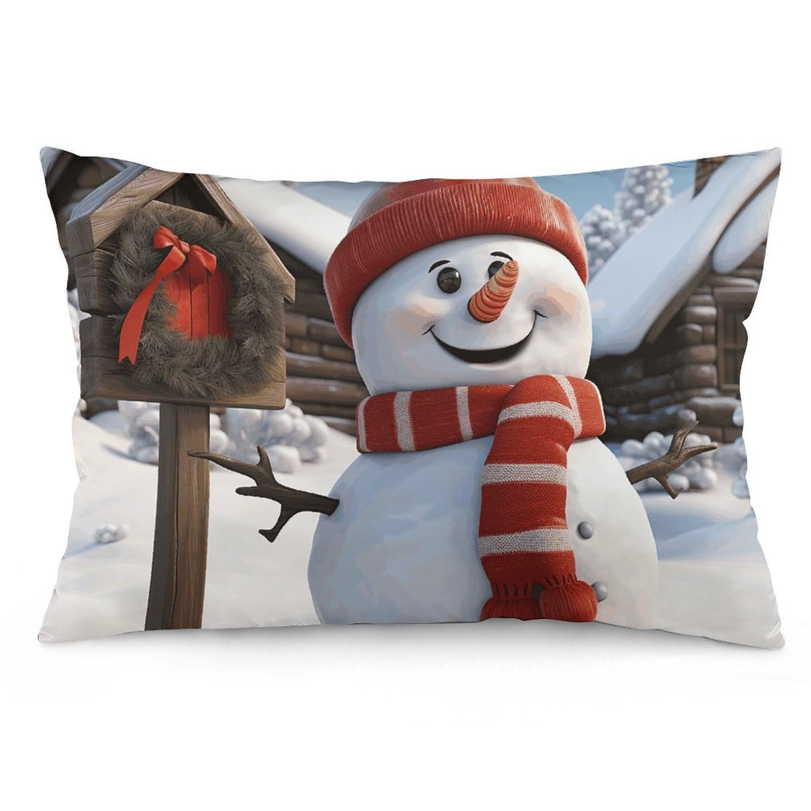 2 Pack Pillow Cases for Hair and Skin, Soft Breathable Pillow Case Covers with Hidden Zipper, Sign Snowman Pillowcase 12 "x20 Pillow Covers for Sleeping Gift