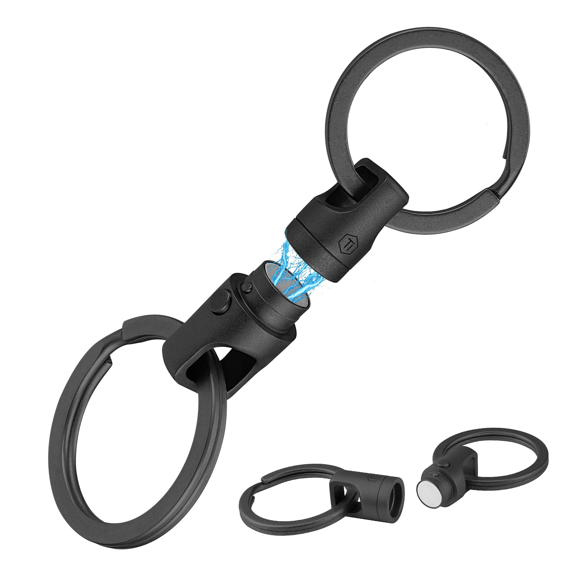 KeyUnity Llavero magnético de cierre rápido de titanio,Llavero de titanio giratorio 360°,Sistema de cierre seguro Eslabón organizador de llaves para mosquetón