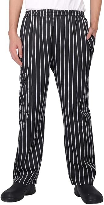 Amazon.com: Pantalones holgados de chef para hombre y mujer, con rayas  blancas y negras, estilo cargo, pantalones de cocina : Ropa, Zapatos y  Joyería