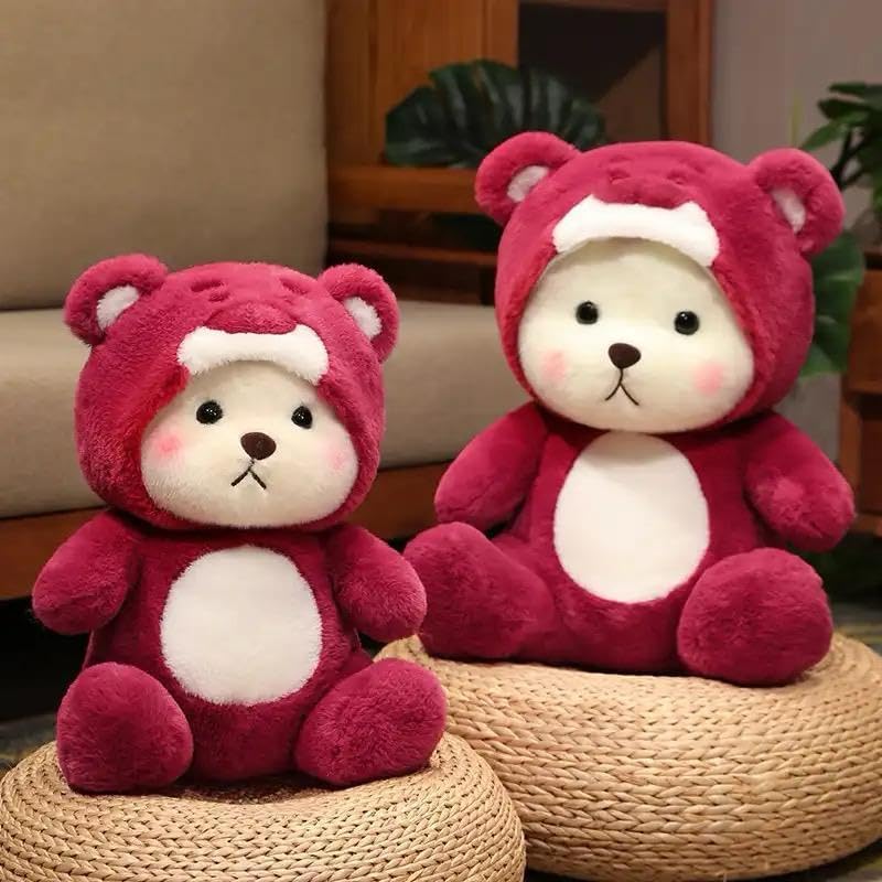Image of Babique Hoodie Teddy Bear Soft Toy | Stuffed Plush Animal | Ideal for Birthdays & Special Occasions Girls /Boys, Baby Kids -Purple 28 cm