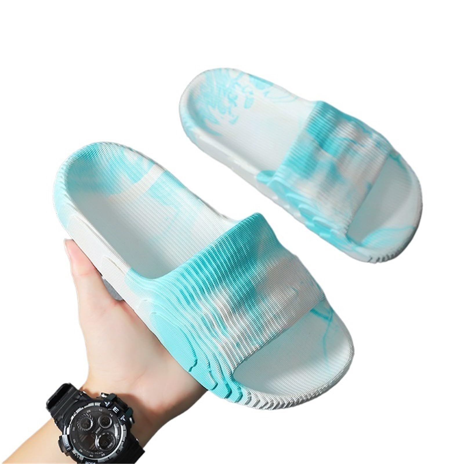 ERHTGUO Men And Women Slippers Summer Indoor Home Bathroom Anti Slip Soft Sole EVA(SKY BLUE,38-39)