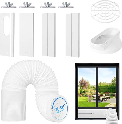 MCROSAL Kit de ventilación portátil para ventana de aire acondicionado, kit de sellado ajustable para ventana de CA, kit de ventilación de CA para