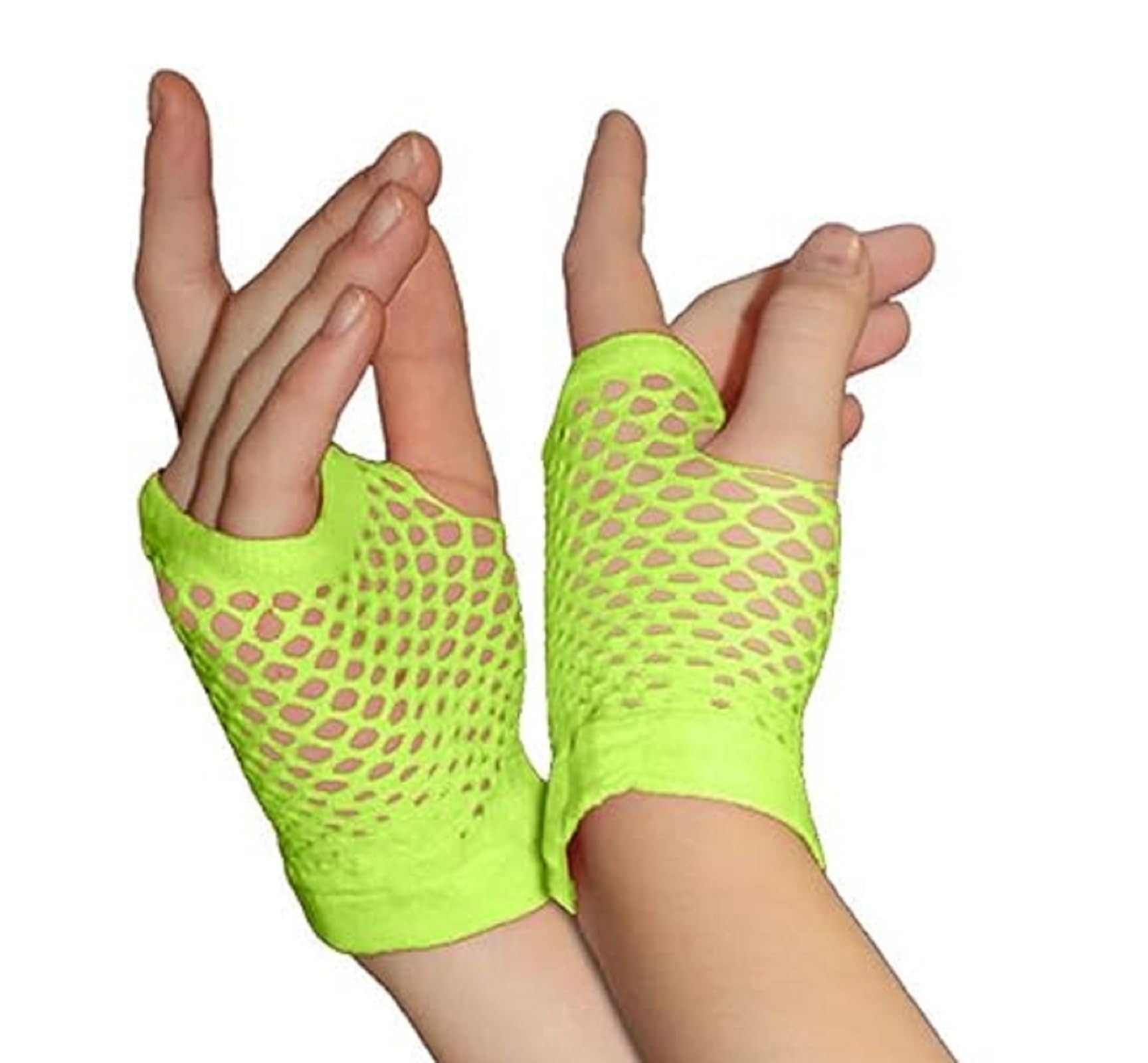 Girls Short Fishnet Gloves, Assorted Colours, Neon, One Size, Purple, Fingerless, Party Fancy Dress Tutu Gloves