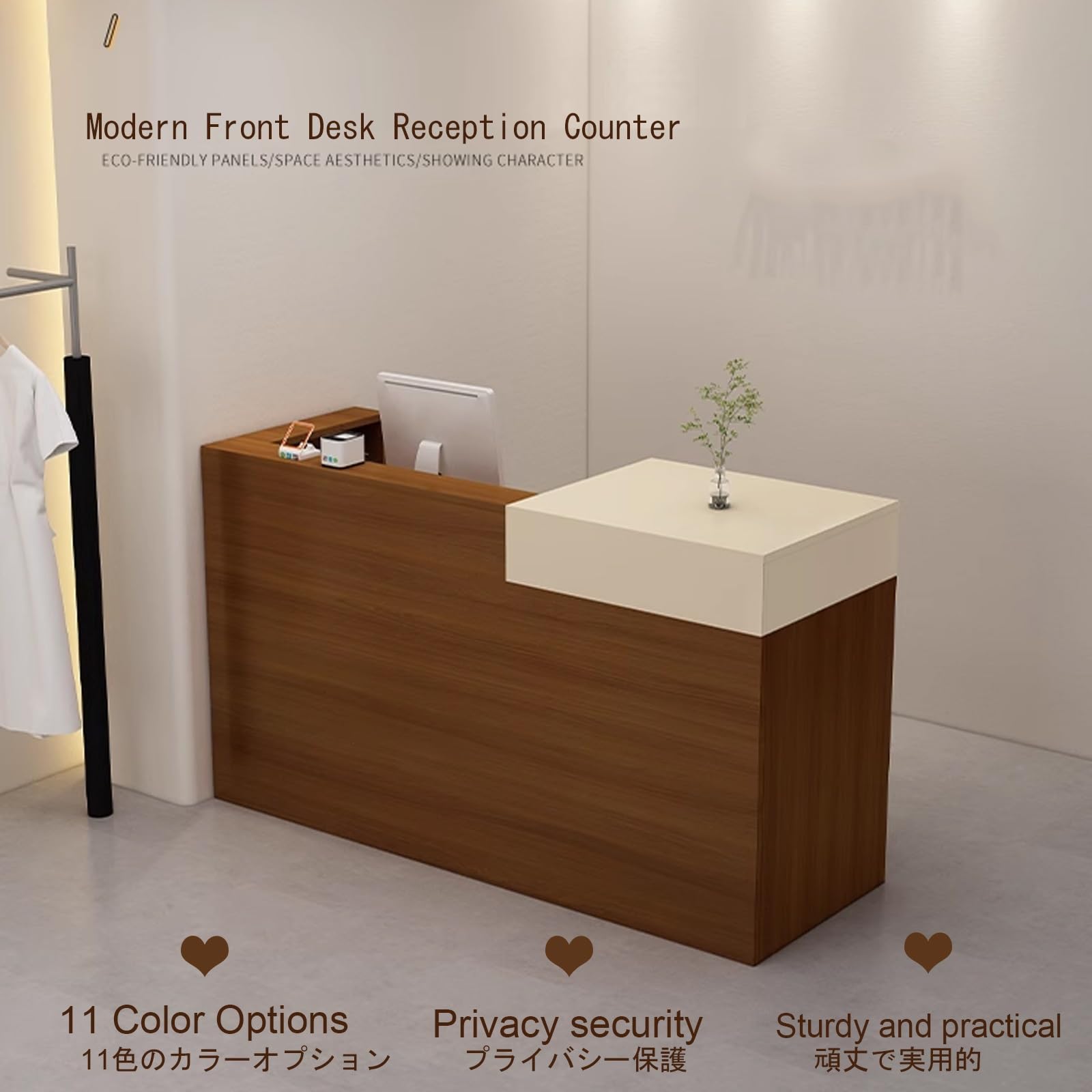Große Empfangstheke，einfach moderner empfangstresen， Reception Counter Office Desk Counter Reception Table，klein empfangstresen mit schreibtisch，für Salon und Büro(K,L90*W50CM/L35.4*W19.6IN_L)