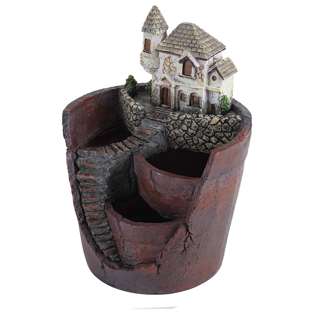 Kreativer Harz-Sukkulenten-Blumentopf-Behälter, Kräuter-Blumen-Korb, Pflanzgefäß, Heimgarten-Dekoration, süßes Haus-Design, Mini-Garten-Puppenhaus-Dekoration, hochwertiges, (Villa)
