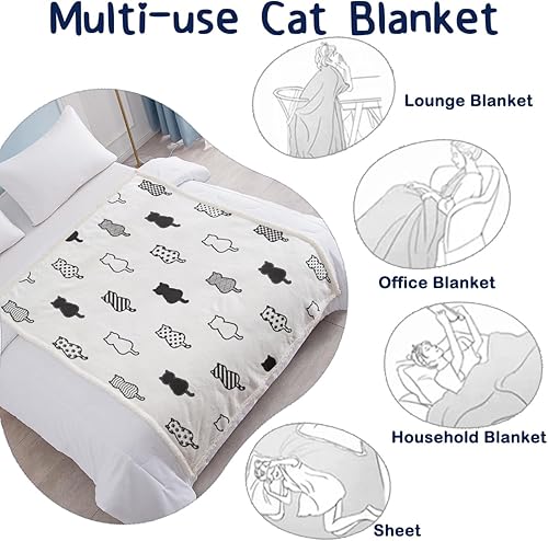 Miniatura 7 de SOULZZZ Manta mullida de gato para mujer, de forro polar, acogedora, sherpa y gatos, lindas mantas suaves para gatos, para personas amantes de los