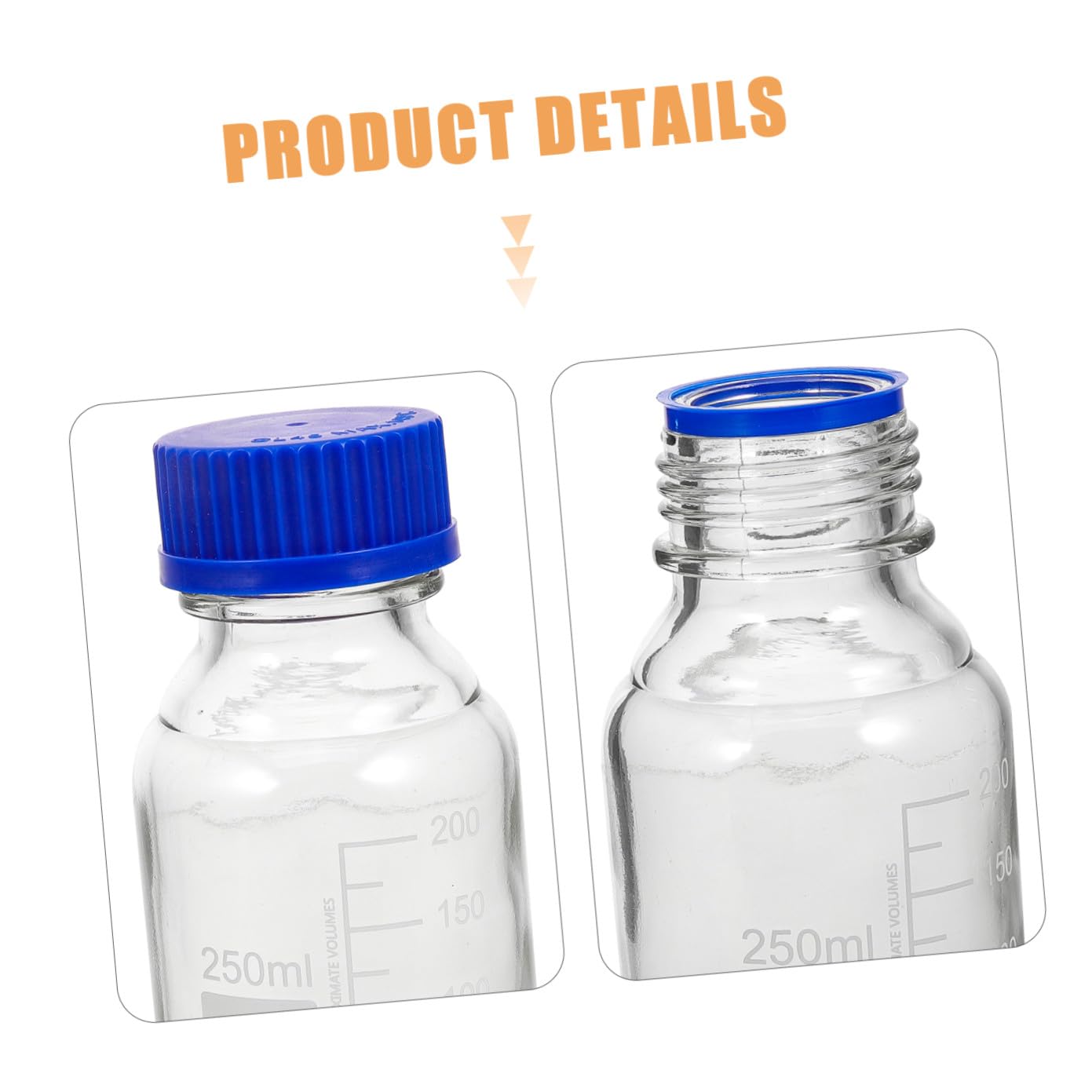 Set da 4 Bottiglie Reagenti in Vetro Blu da 250ml con Tappo a Vite, Leggere e Multiuso per Laboratori e Fabbriche